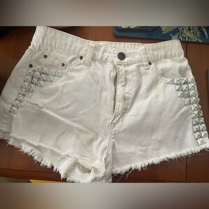 BDG White Studded Jean Shorts